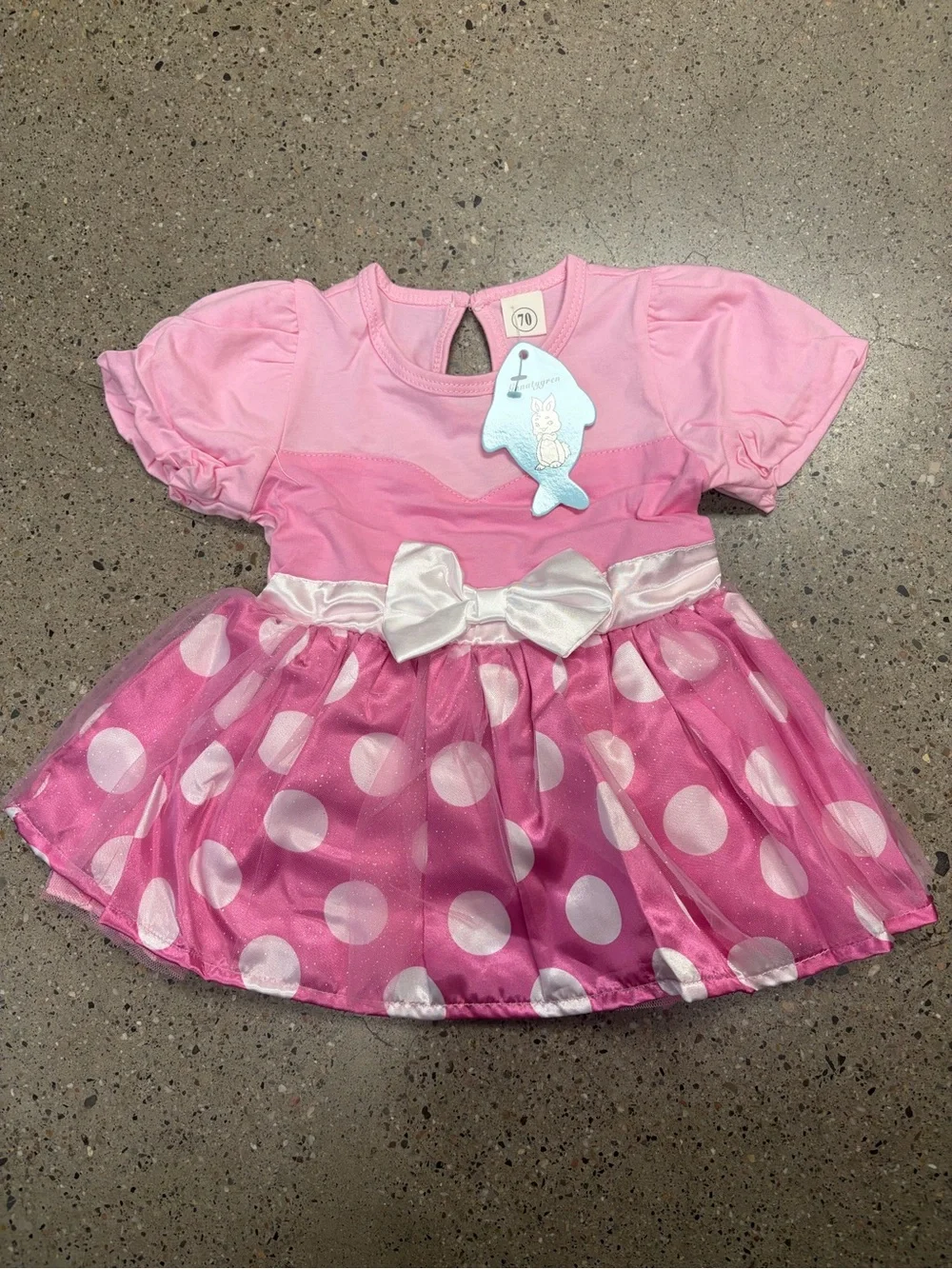 Pink Minnie-Style Kids Costume Dress with Headband